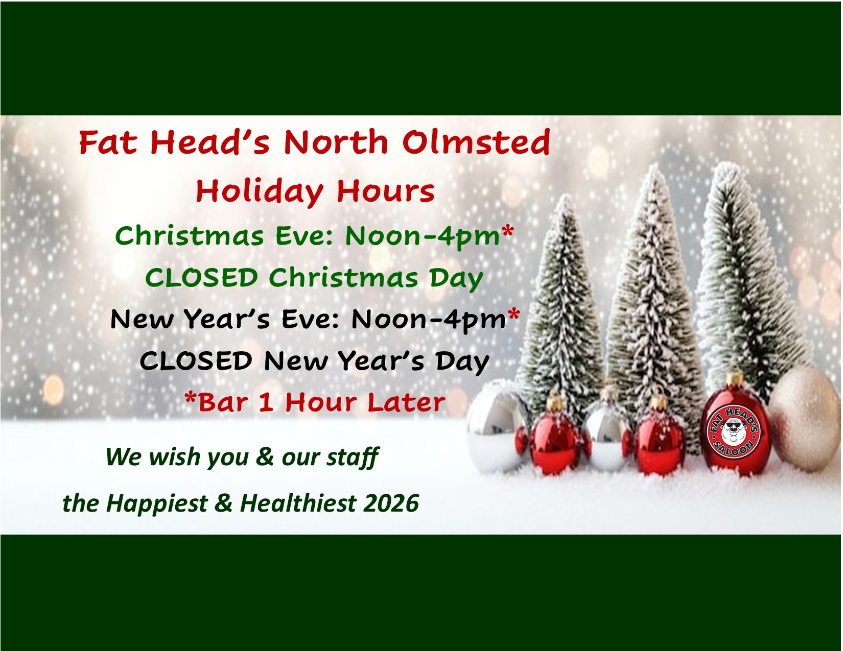 North Olmsted Holiday Hours