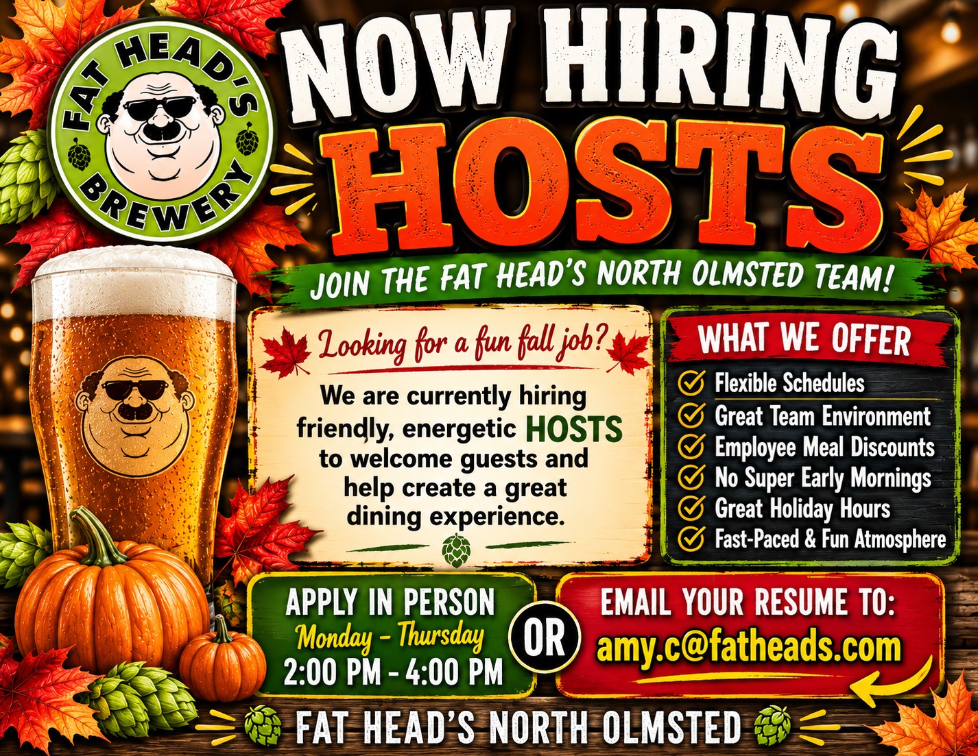 Now Hiring for Fall! Nights & Weekends...