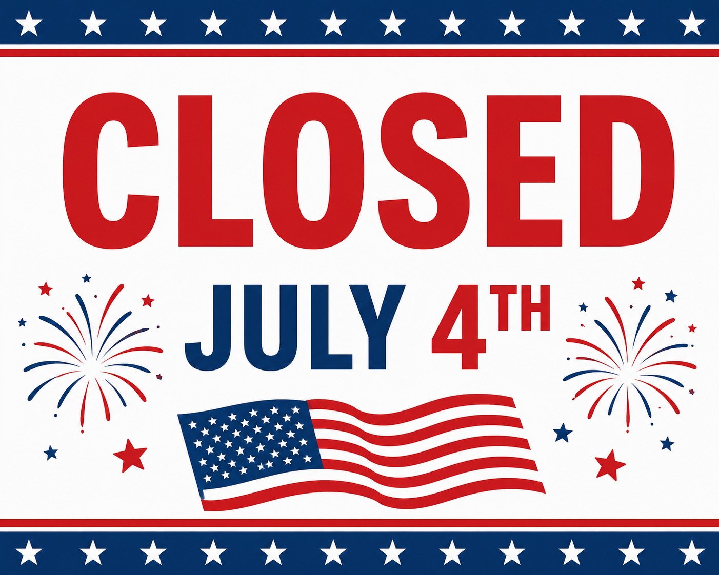 Our North Olmsted & Canton locations will be CLOSED July 4th